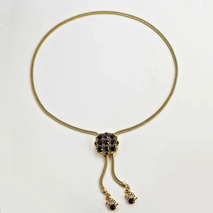 Helstara™ Vintage Black Rhinestone Tassel Choker Necklace