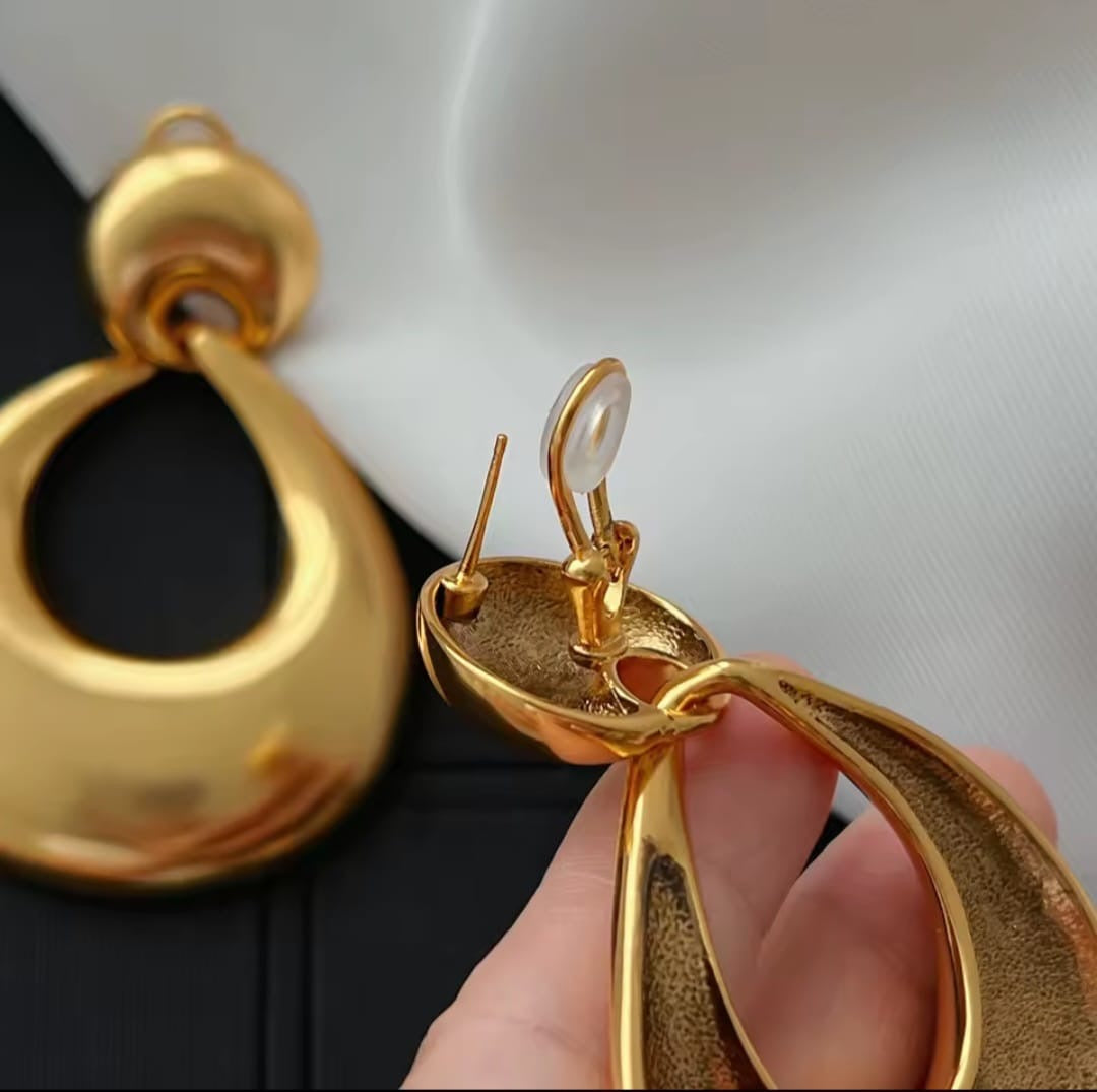 Kavelle™ European Gold-Plated Oval Designer Earrings