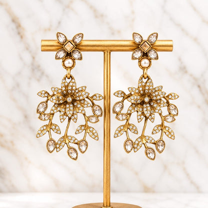 Brivanta™ Vintage Floral Crystal Drop Earrings