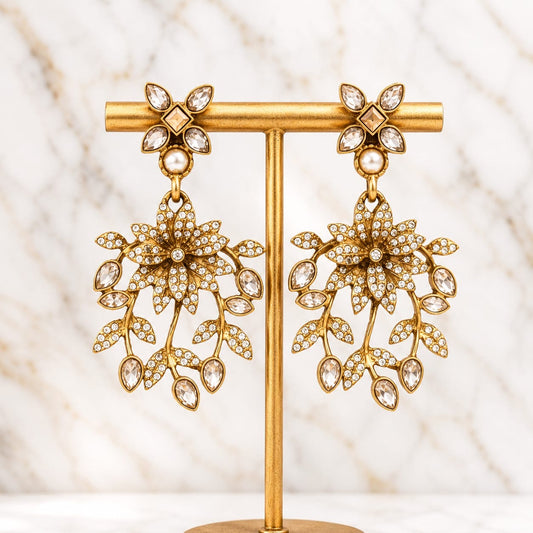 Brivanta™ Vintage Floral Crystal Drop Earrings