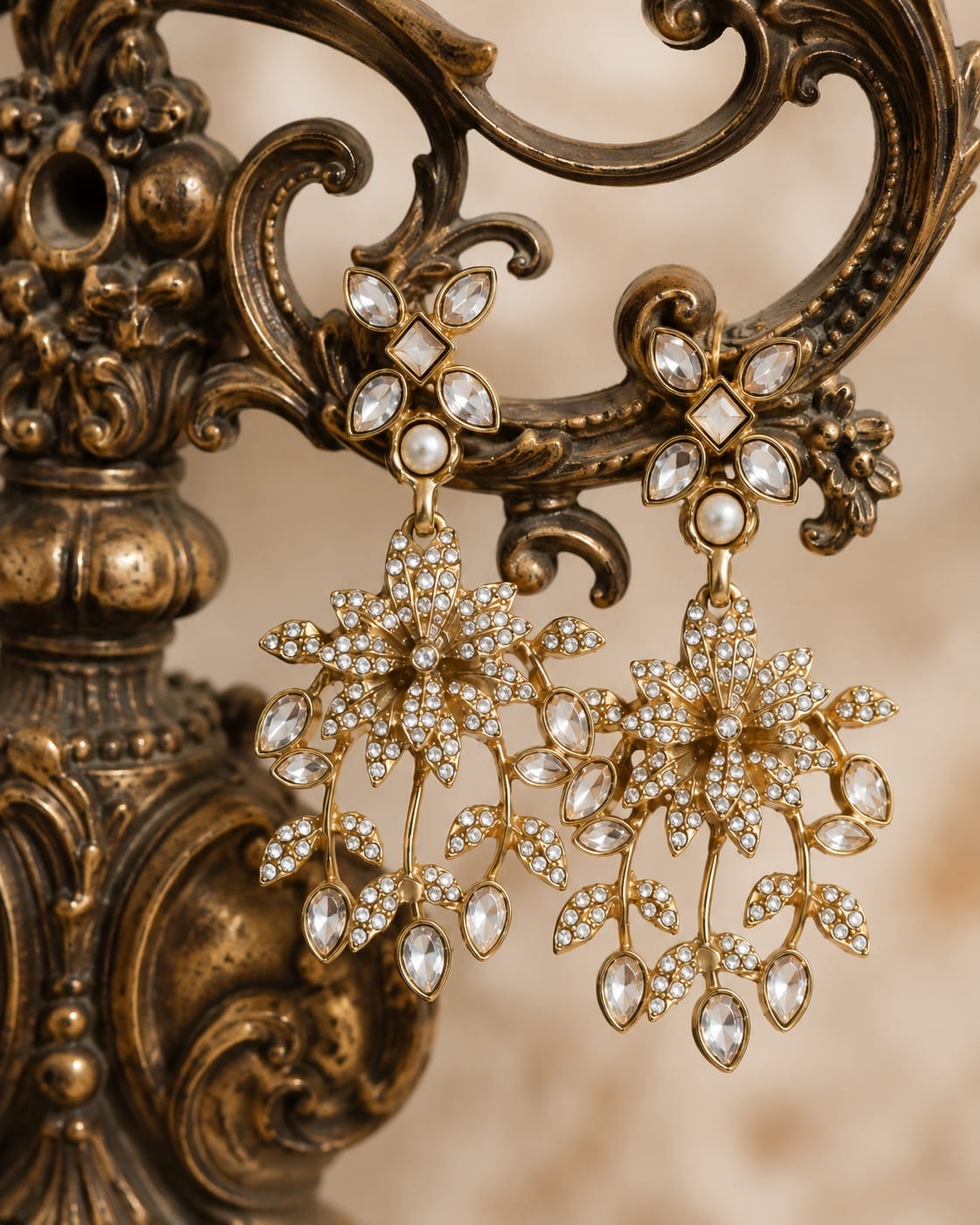 Brivanta™ Vintage Floral Crystal Drop Earrings
