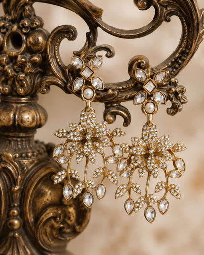 Brivanta™ Vintage Floral Crystal Drop Earrings