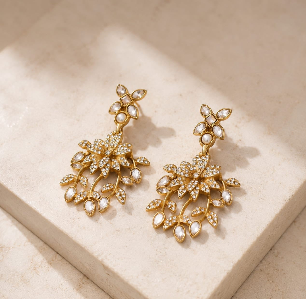 Brivanta™ Vintage Floral Crystal Drop Earrings