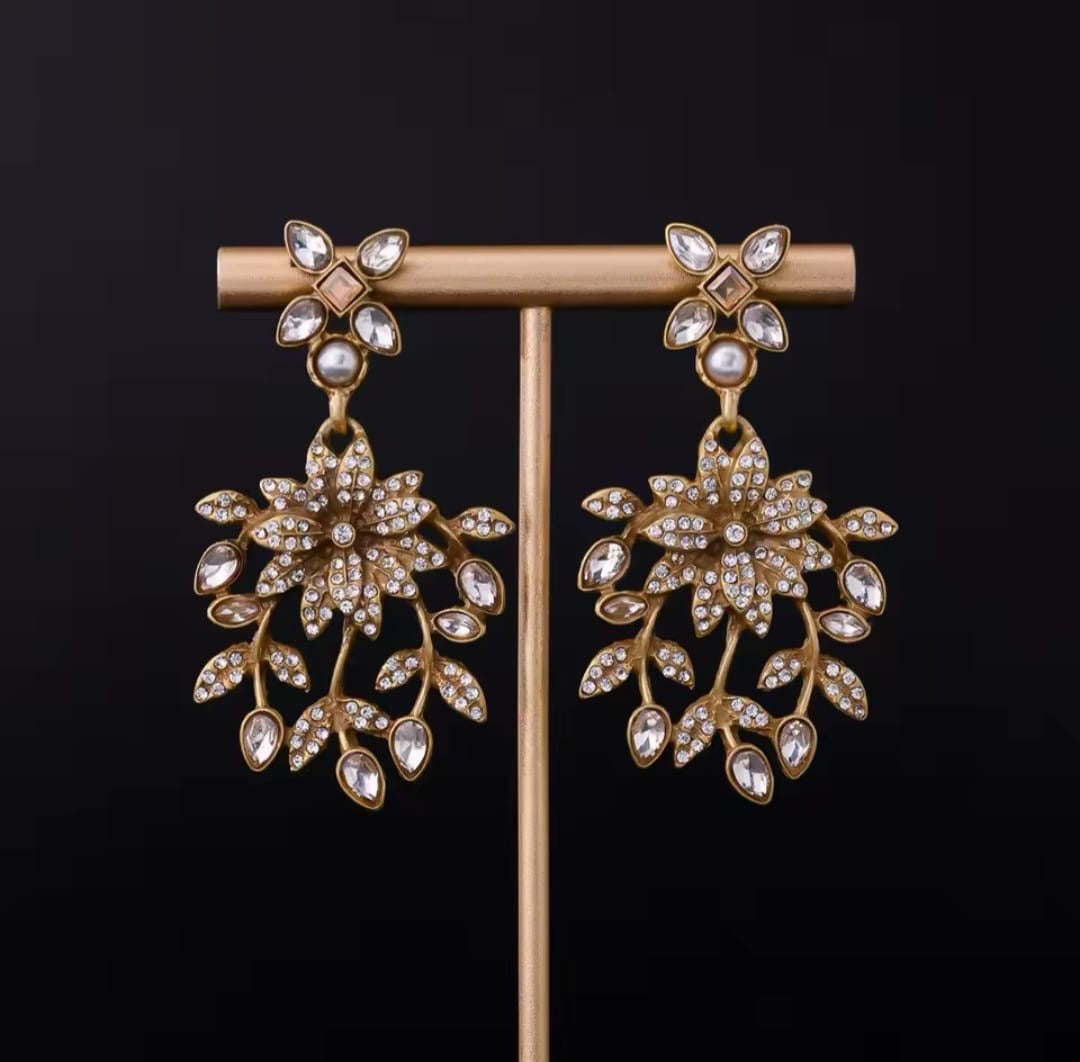 Brivanta™ Vintage Floral Crystal Drop Earrings