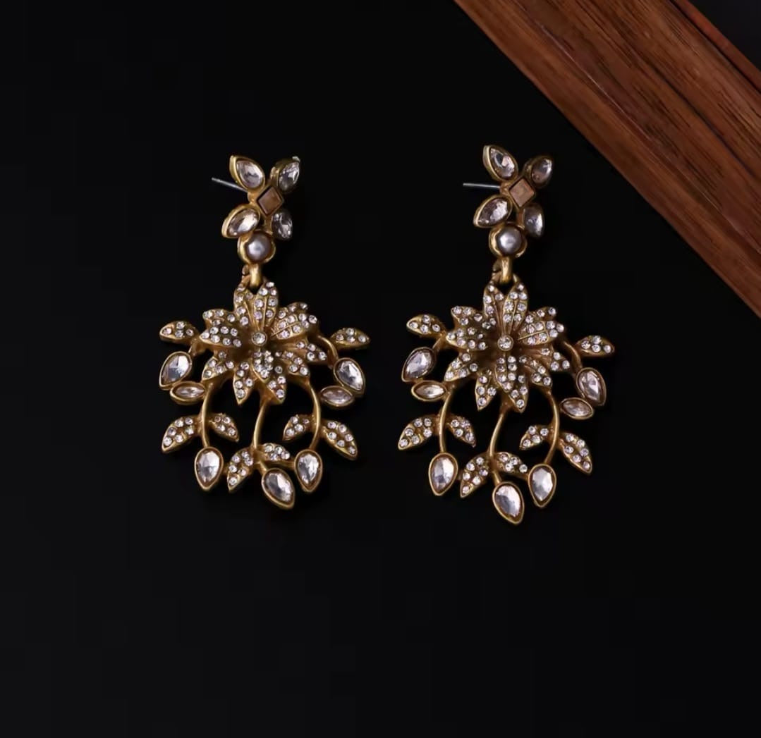 Brivanta™ Vintage Floral Crystal Drop Earrings