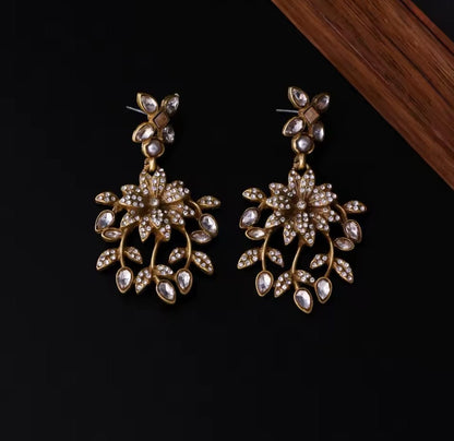Brivanta™ Vintage Floral Crystal Drop Earrings