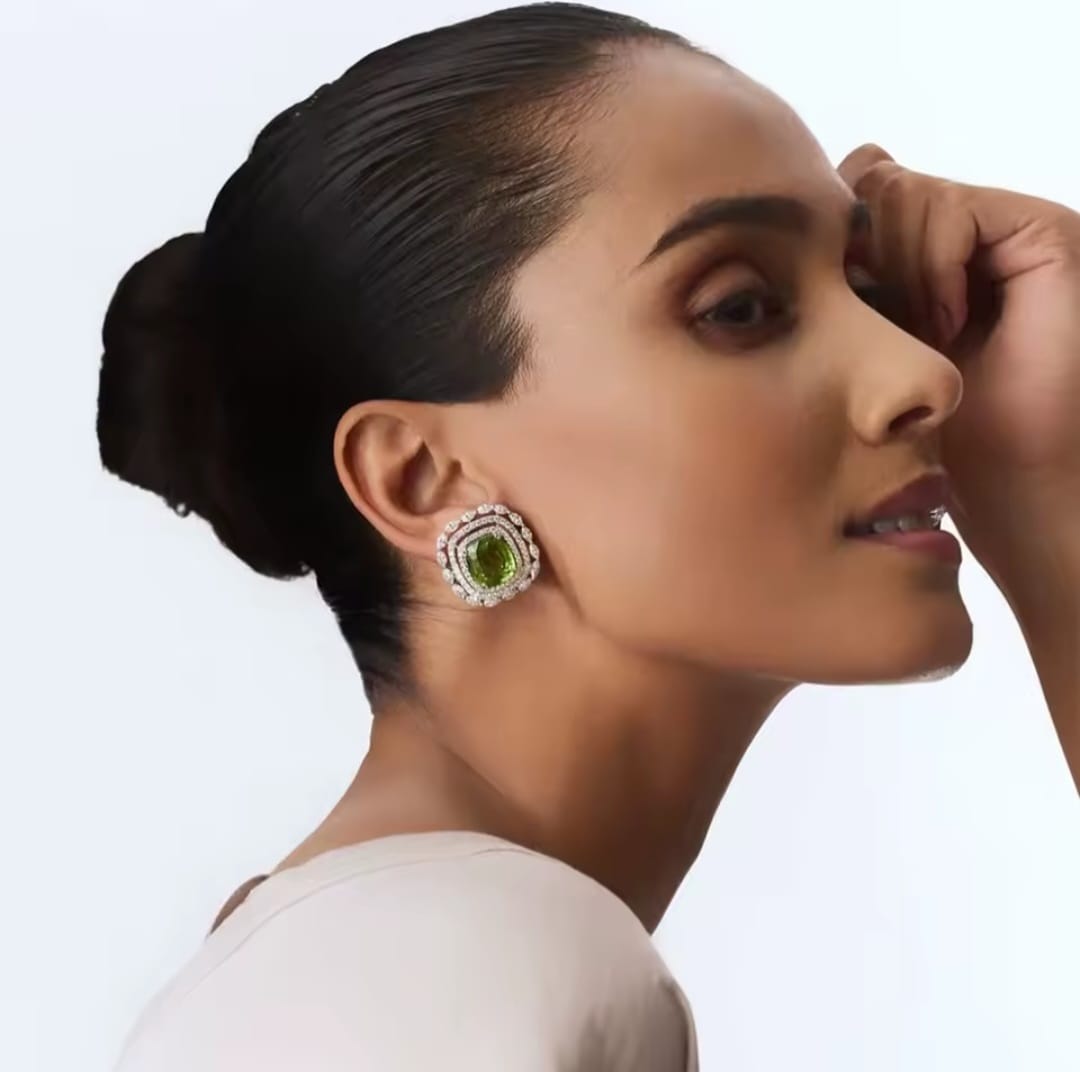 Brilessa™ Indian Gold Cubic Zircon Stud Earrings – Luxury Wedding & Engagement Jewelry