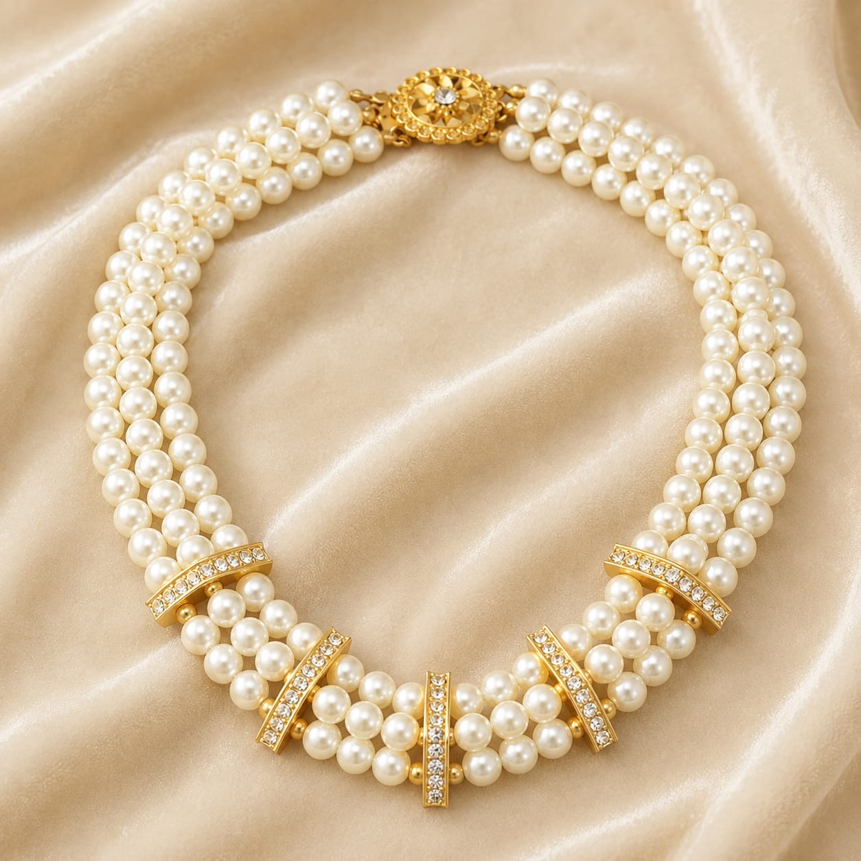 Bluvienne™ Triple-Woven Pearl Court Necklace – Retro Luxury Clavicle Jewelry