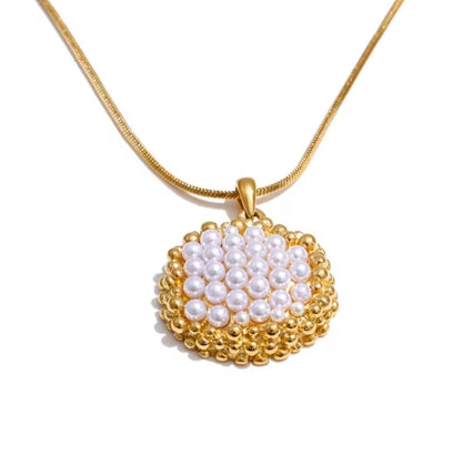 Avelisse™ Geometric Pearl Pendant Jewelry Set – PVD Stainless Steel Elegance