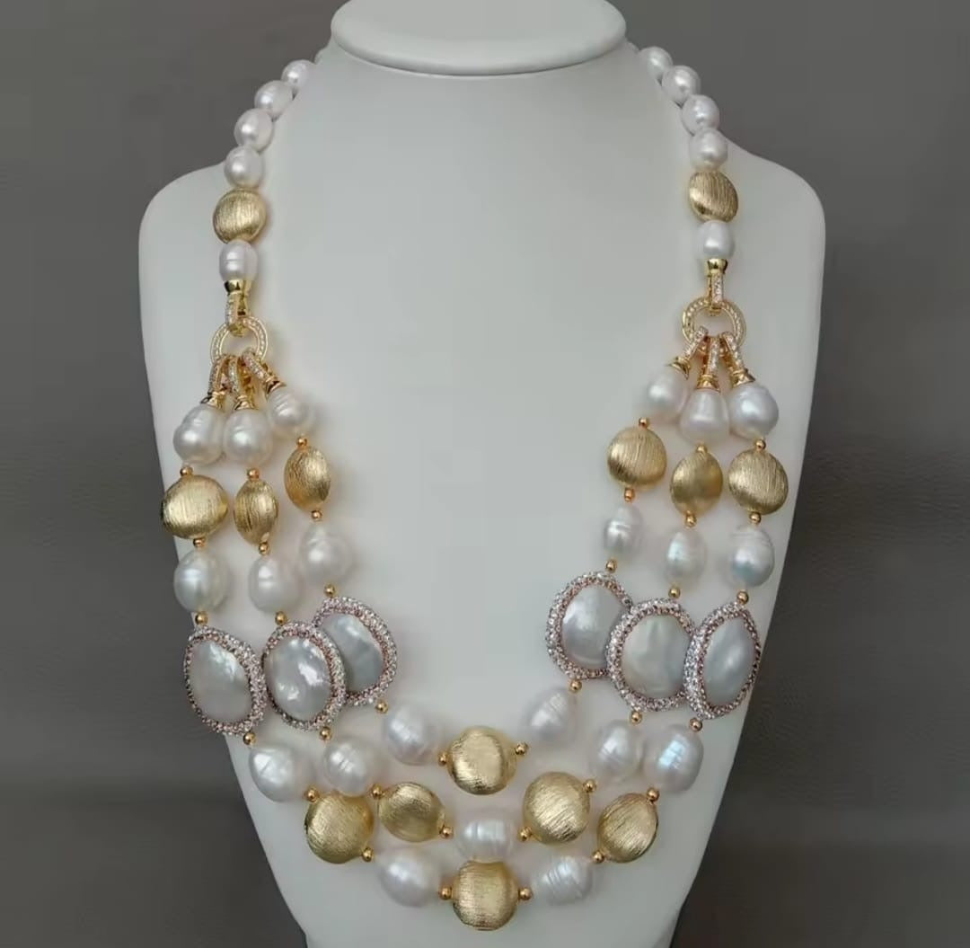 Artemis™ Triple Strand Cultured Freshwater Pearl Necklace