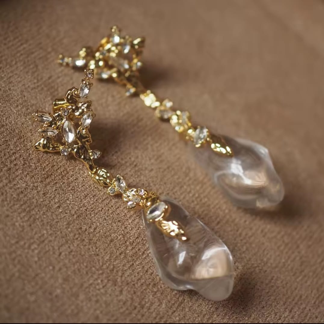 Terra™ Bold Crystal Pendant Earrings – Exaggerated Designer Statement Jewelry