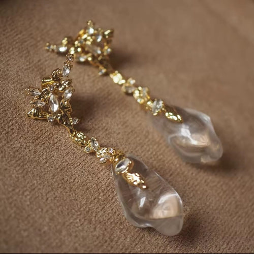 Terra™ Bold Crystal Pendant Earrings – Exaggerated Designer Statement Jewelry