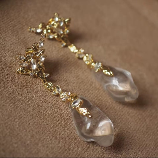Terra™ Bold Crystal Pendant Earrings – Exaggerated Designer Statement Jewelry