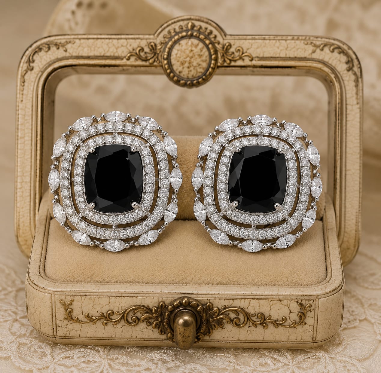 Brilessa™ Indian Gold Cubic Zircon Stud Earrings – Luxury Wedding & Engagement Jewelry
