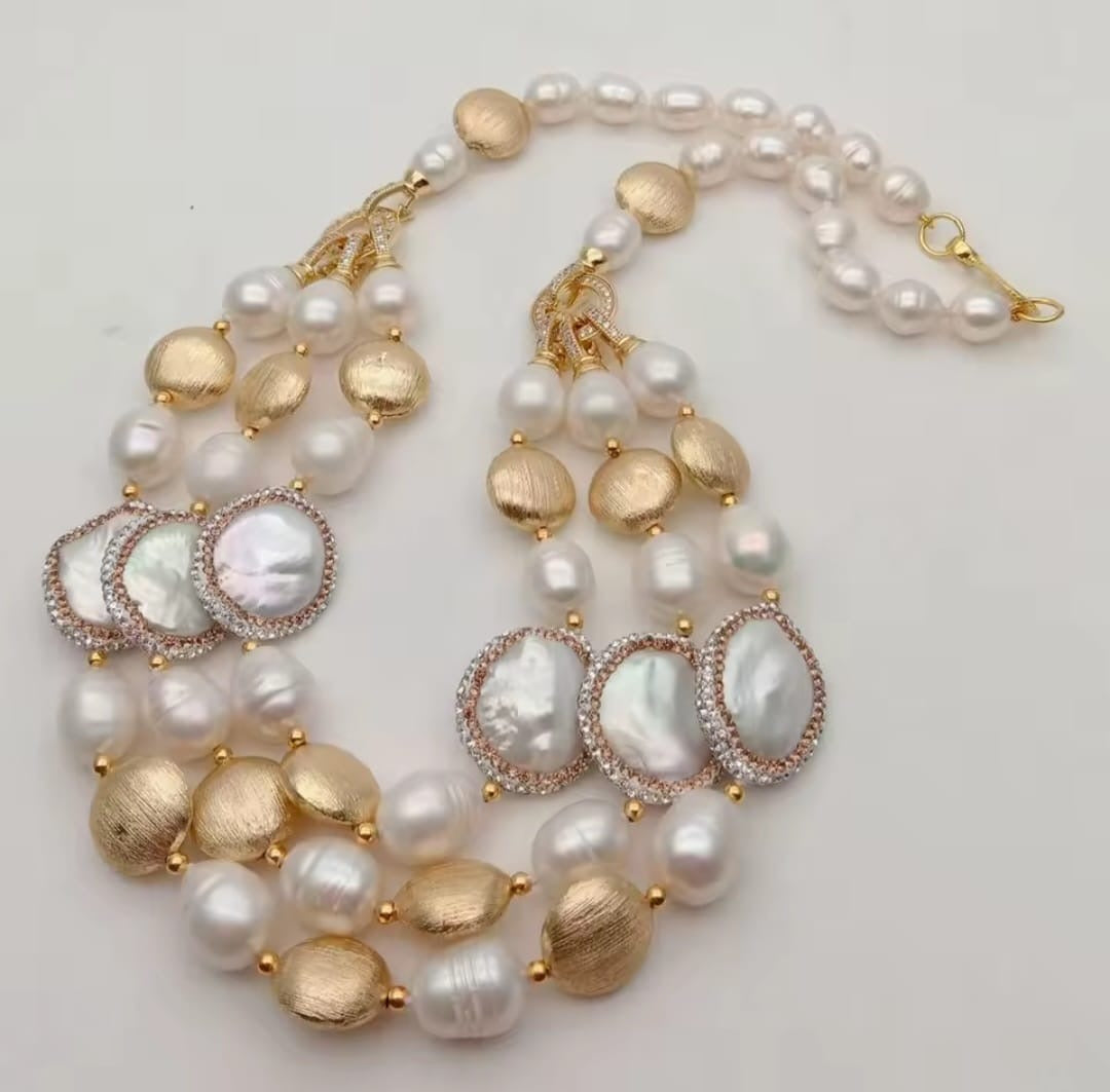 Artemis™ Triple Strand Cultured Freshwater Pearl Necklace