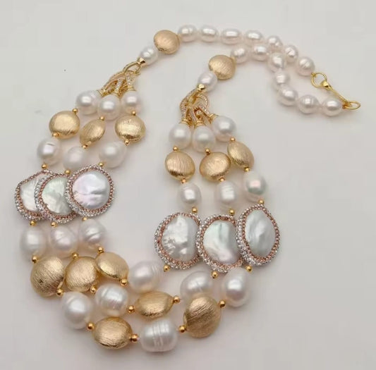 Artemis™ Triple Strand Cultured Freshwater Pearl Necklace