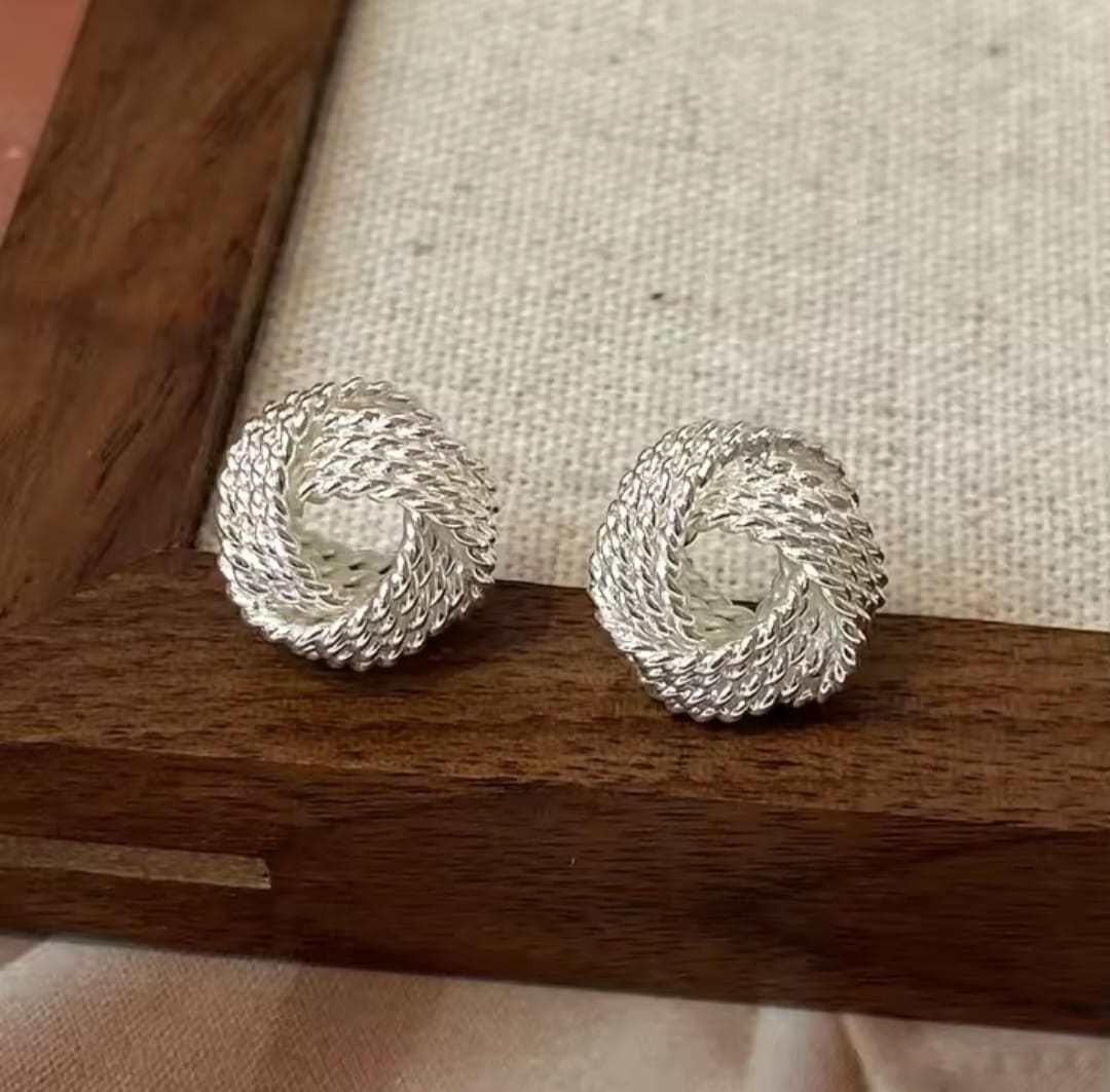 Jorela™ 18K Gold Twisted Flower Sterling Silver Stud Earrings