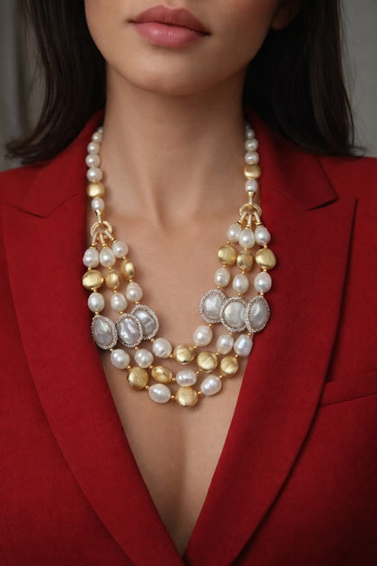 Artemis™ Triple Strand Cultured Freshwater Pearl Necklace