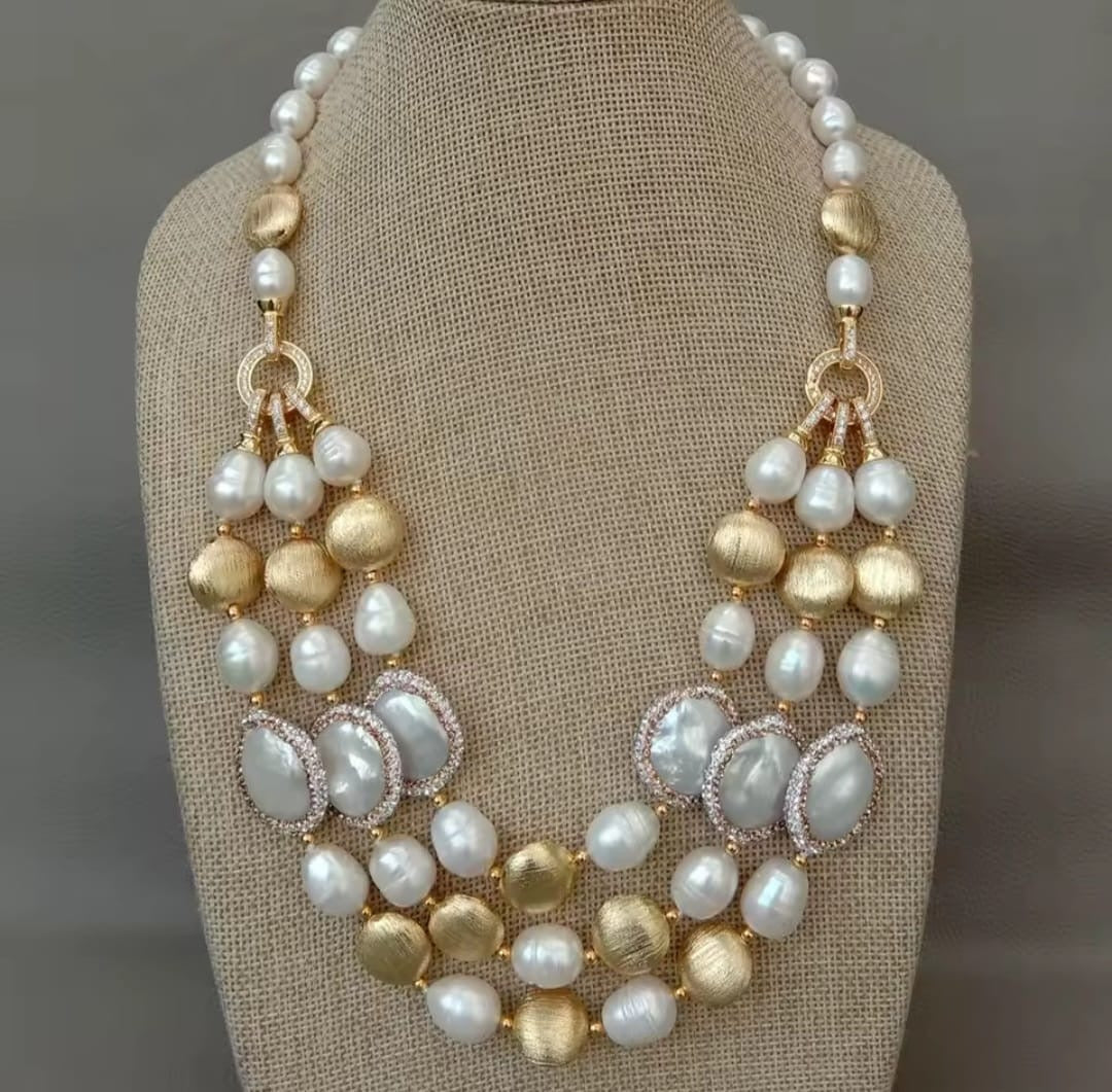 Artemis™ Triple Strand Cultured Freshwater Pearl Necklace