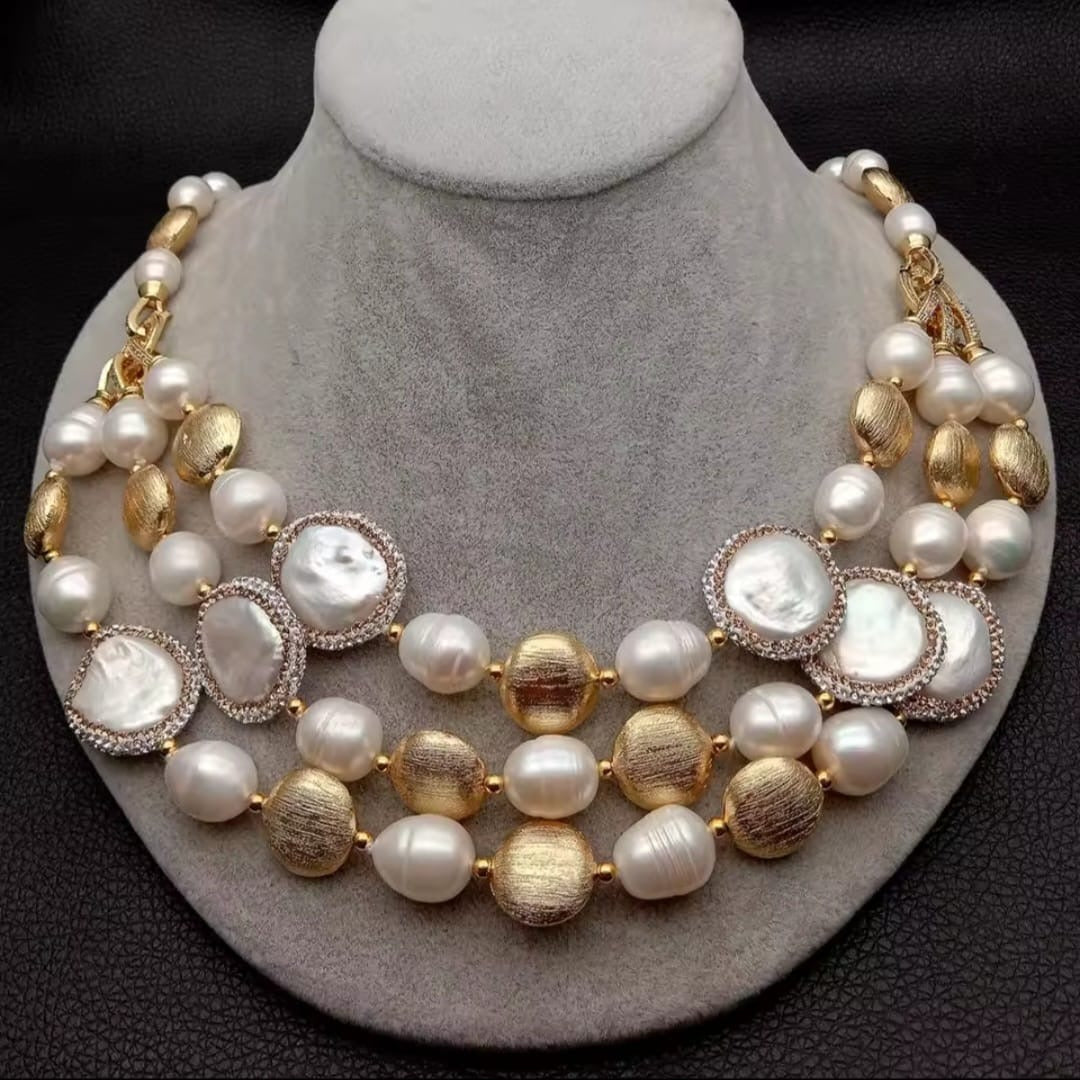 Artemis™ Triple Strand Cultured Freshwater Pearl Necklace