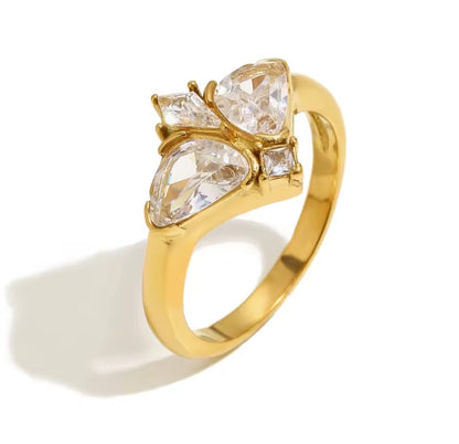 Alphea™ Shiny Zircon Bee Ring – Waterproof Stainless Steel Statement Jewelry