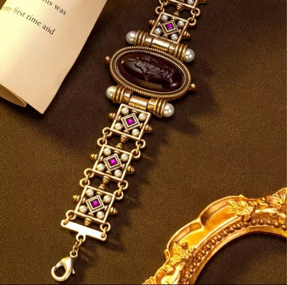 Eyloria™ Baroque Pearl & Gemstone Gold-Plated Vintage Bracelet