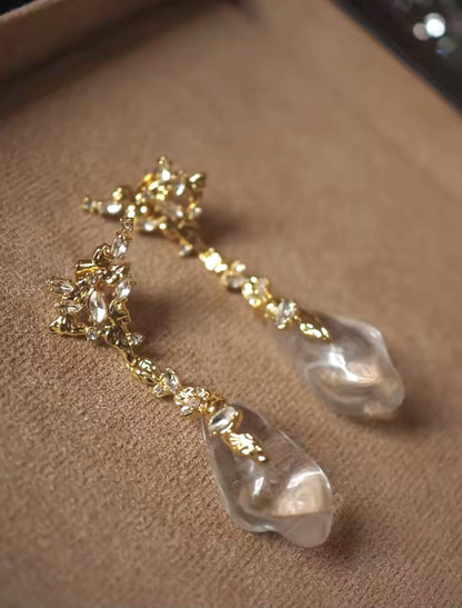 Terra™ Bold Crystal Pendant Earrings – Exaggerated Designer Statement Jewelry