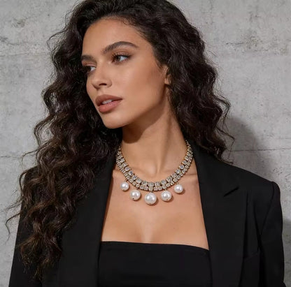 Nicolete™ Gold Leaf Pearl Organic Statement Necklace