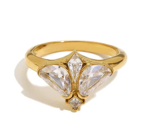 Alphea™ Shiny Zircon Bee Ring – Waterproof Stainless Steel Statement Jewelry
