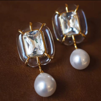 Aidelia™ Minimalist Pearl Gemstone Designer Earrings