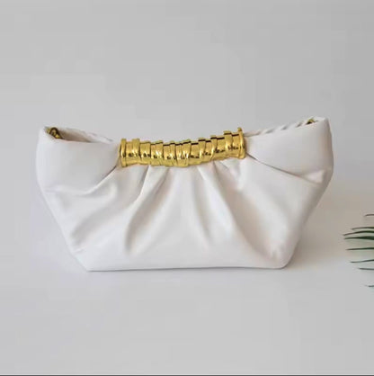 Alara™ Folded Shell Clutch Bag – Elegant Metal Frame Evening Handbag