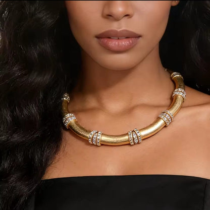 Annabelle™ Matte Gold Bamboo Choker Necklace
