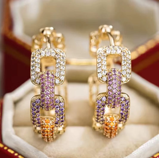 Helena™ Chain Link Hoop Earrings – Aesthetic Anniversary & Engagement Jewelry