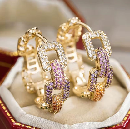 Helena™ Chain Link Hoop Earrings – Aesthetic Anniversary & Engagement Jewelry