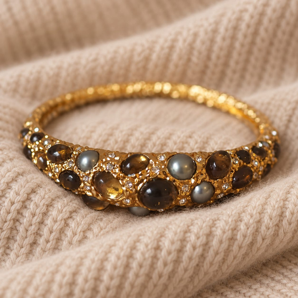 Alberta™ Medieval Pearl & Gemstone Vintage Statement Bracelet