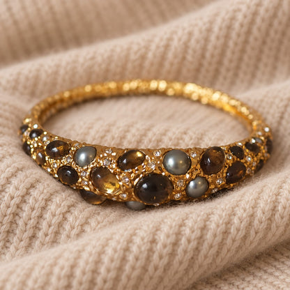 Alberta™ Medieval Pearl & Gemstone Vintage Statement Bracelet
