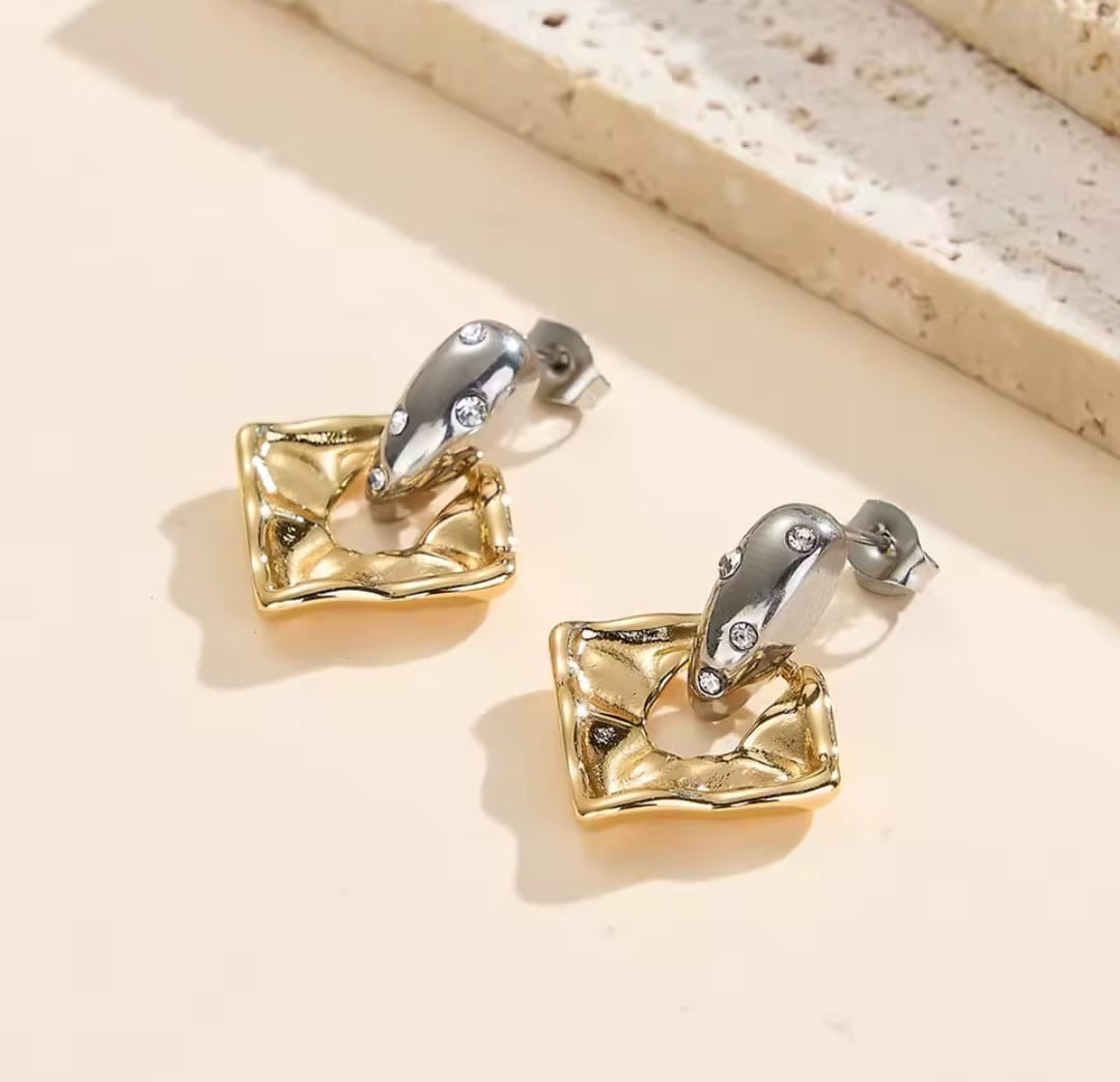Delyra™ Square Zircon Drop Earrings – Waterproof Stainless Steel Elegant Jewelry