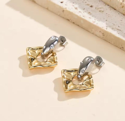 Delyra™ Square Zircon Drop Earrings – Waterproof Stainless Steel Elegant Jewelry
