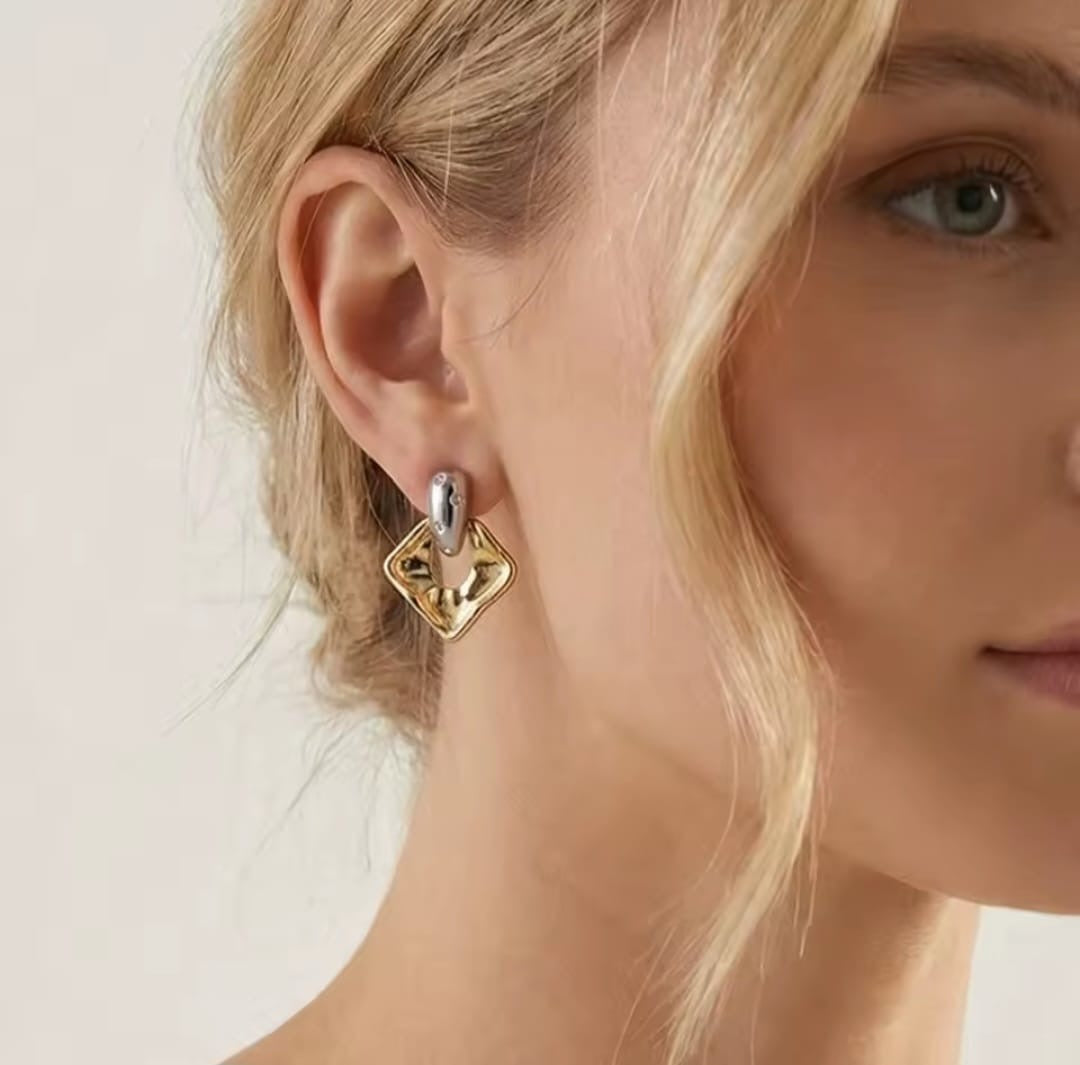 Delyra™ Square Zircon Drop Earrings – Waterproof Stainless Steel Elegant Jewelry