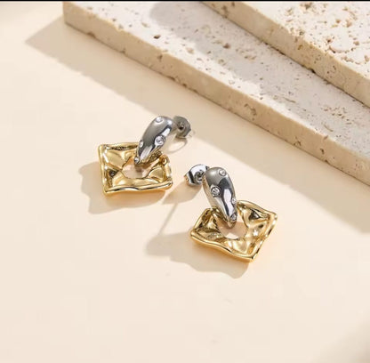 Delyra™ Square Zircon Drop Earrings – Waterproof Stainless Steel Elegant Jewelry