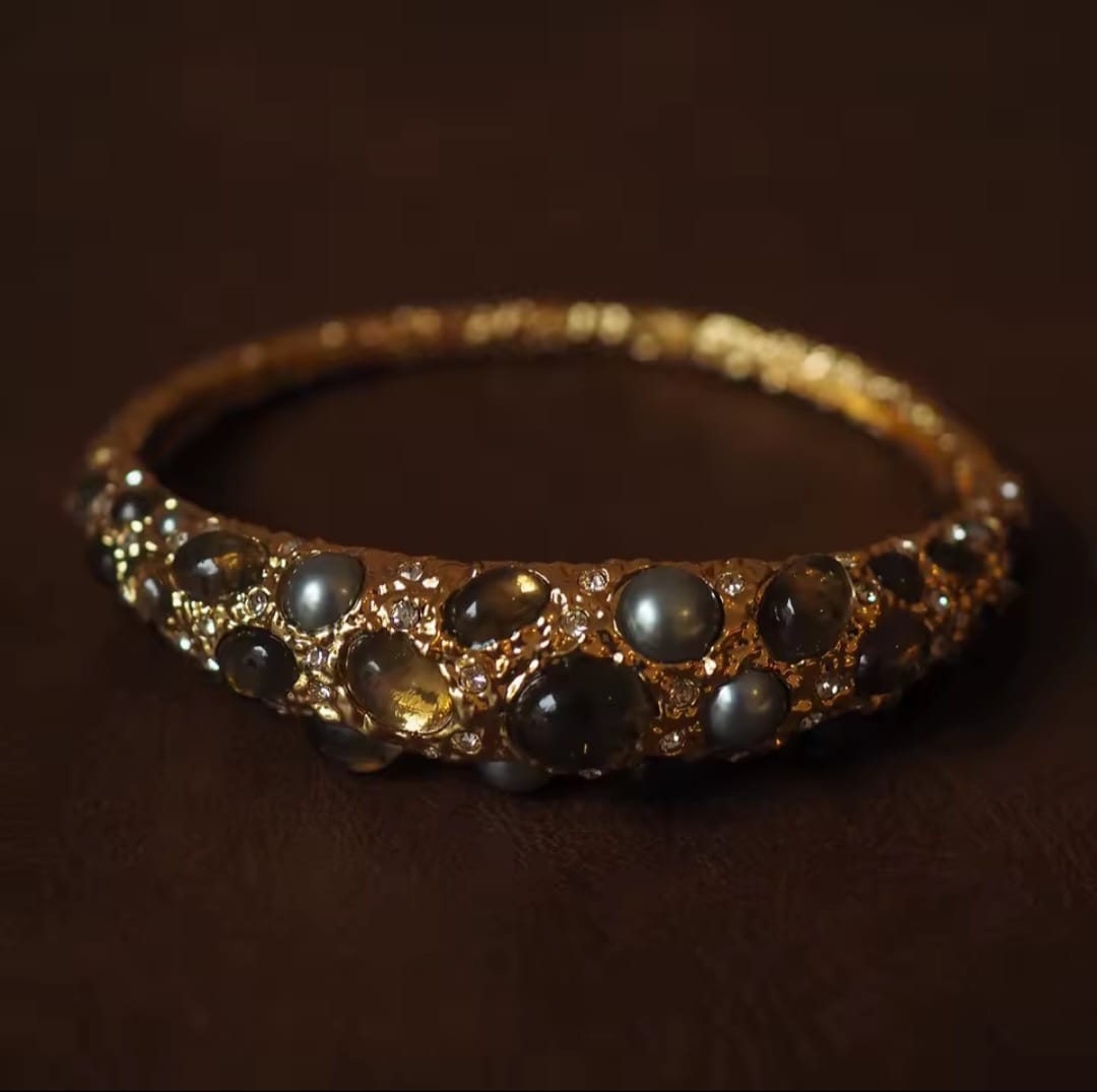 Alberta™ Medieval Pearl & Gemstone Vintage Statement Bracelet