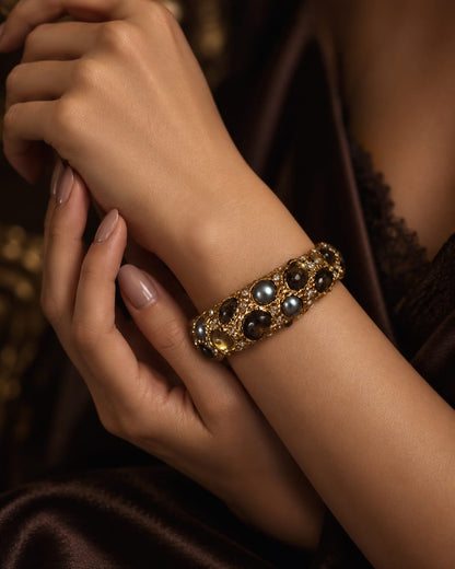 Alberta™ Medieval Pearl & Gemstone Vintage Statement Bracelet