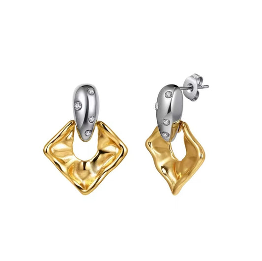 Delyra™ Square Zircon Drop Earrings – Waterproof Stainless Steel Elegant Jewelry