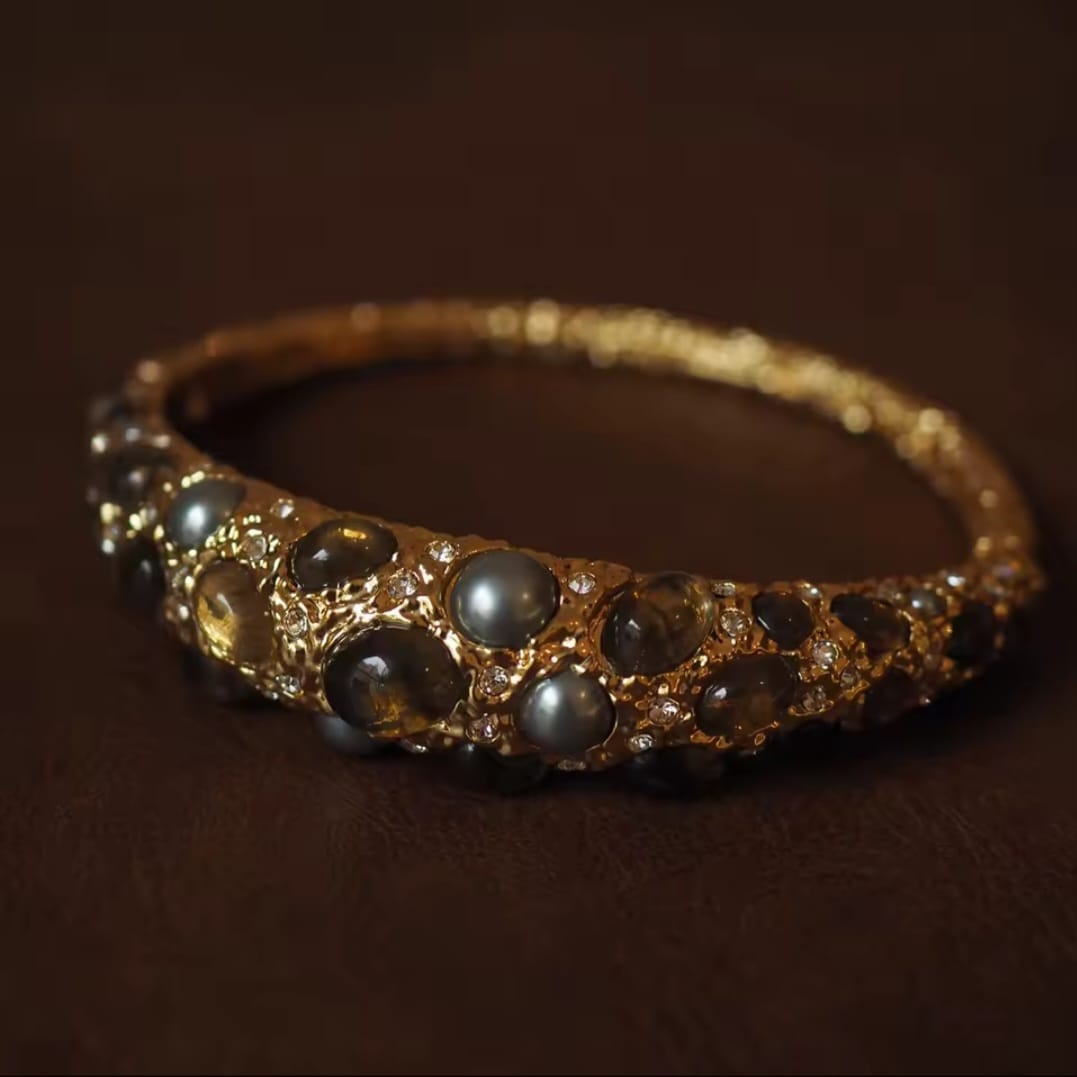 Alberta™ Medieval Pearl & Gemstone Vintage Statement Bracelet