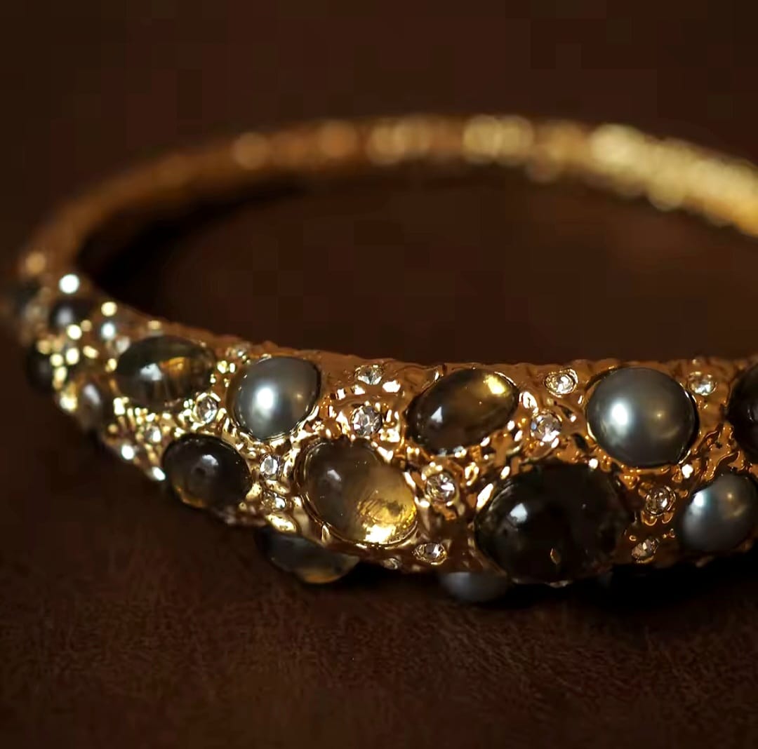 Alberta™ Medieval Pearl & Gemstone Vintage Statement Bracelet
