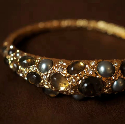 Alberta™ Medieval Pearl & Gemstone Vintage Statement Bracelet