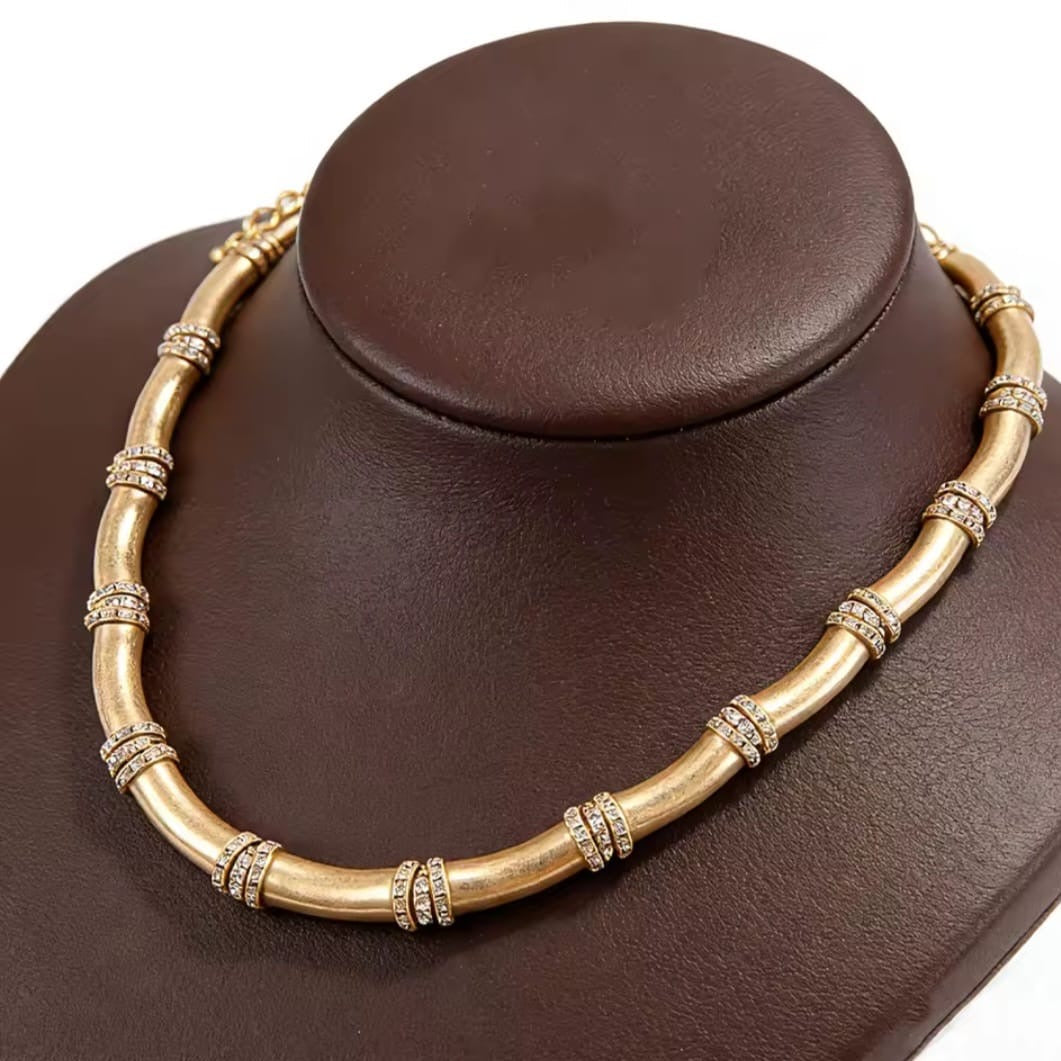 Annabelle™ Matte Gold Bamboo Choker Necklace