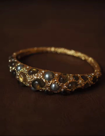 Alberta™ Medieval Pearl & Gemstone Vintage Statement Bracelet