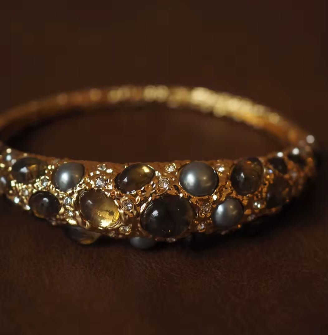 Alberta™ Medieval Pearl & Gemstone Vintage Statement Bracelet