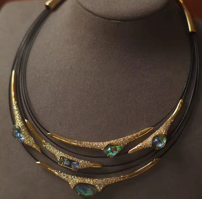 Akanthia™ Layered Industrial Fritillary Collar Necklace